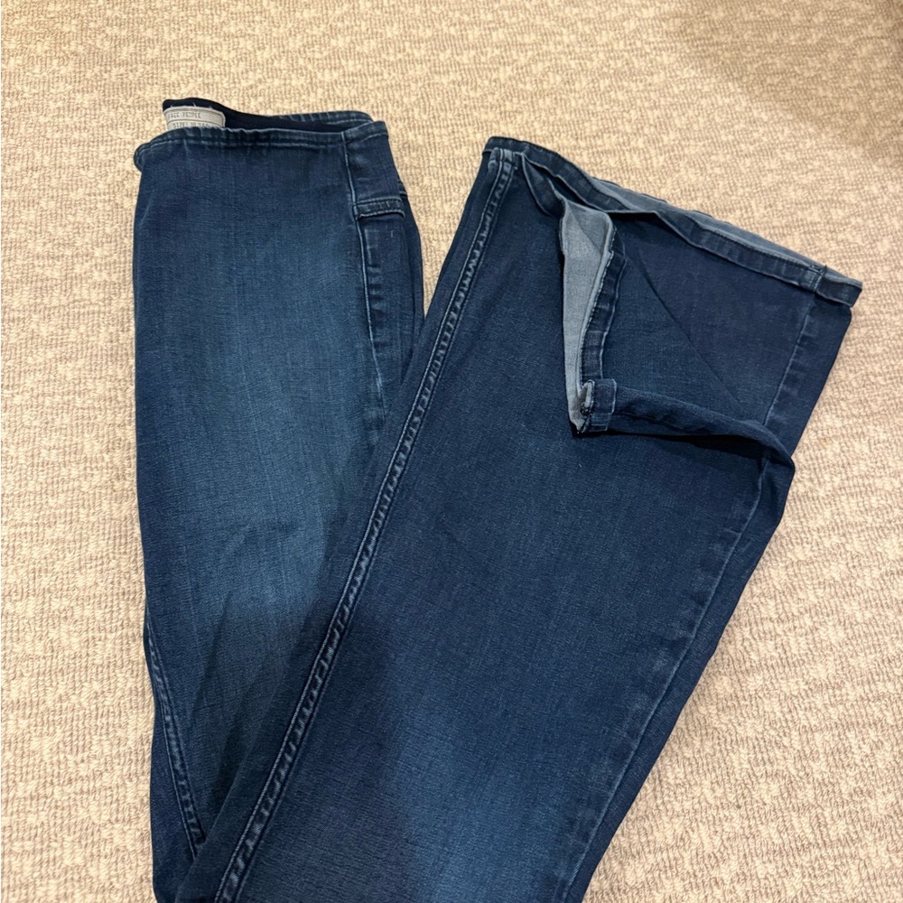 Dark Blue Denim Jeans flair elastic waist